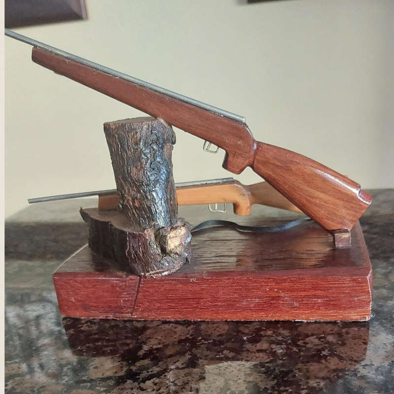 Two Vintage Handmade Miniature Rifles Mounted on Wood