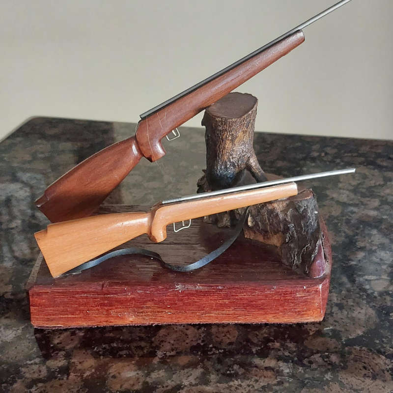Two Vintage Handmade Miniature Rifles Mounted on Wood
