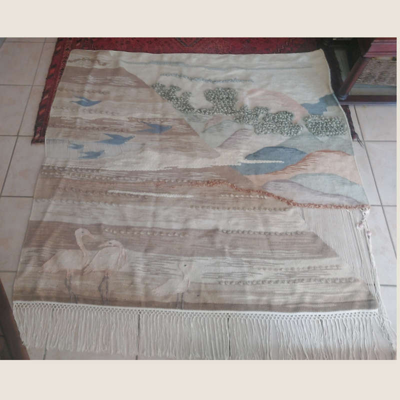 Vintage Wall Hanging Mohair Wool Woven Tapestry