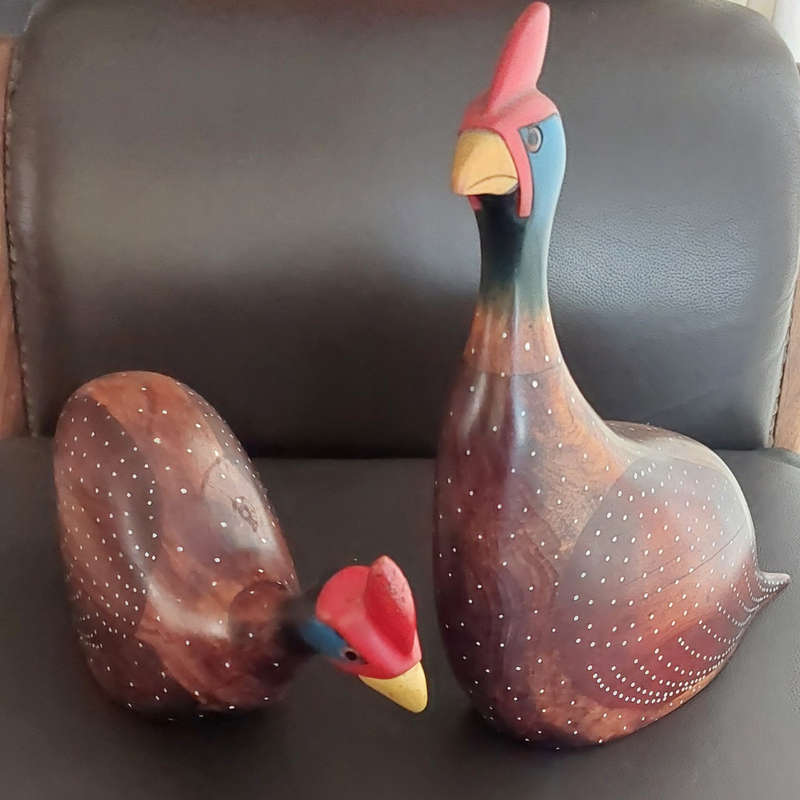 Wood Crowned Guinea Fowls by Feathers of Knysna - 192 A & B