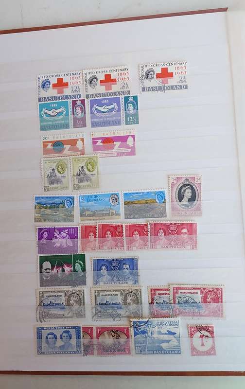 Basutoland/Lesotho Stamp Album, Selection of UMM - USED stamps, some nice fillers, see below