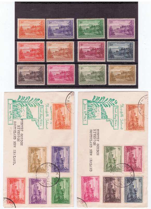 VFS DUO - Norfolk Island FDC, with 2 x lovely Envelopes with the matching stamps - 1947