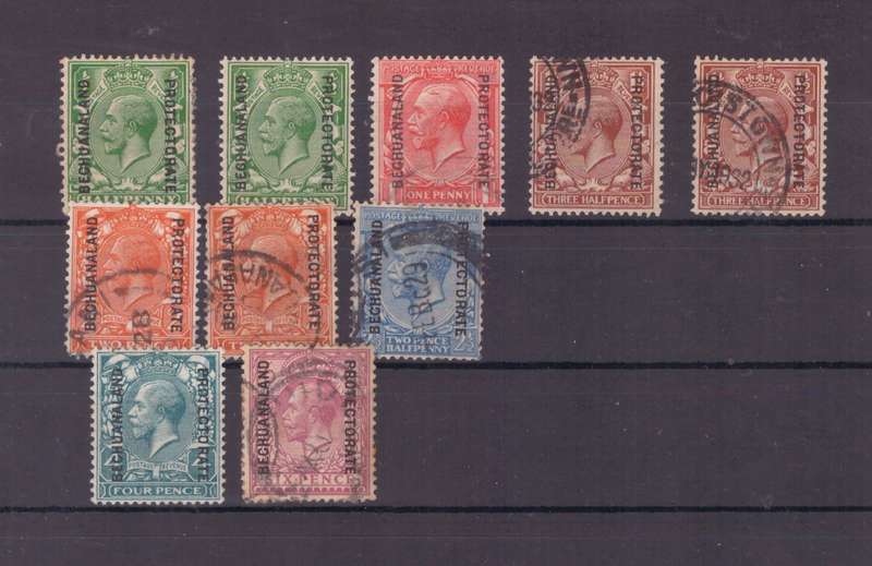 Bechuanaland Protectorate Stamps, KGV, 1913, USED, SACC:71-78, Variety, CV: R2145, Asking R600