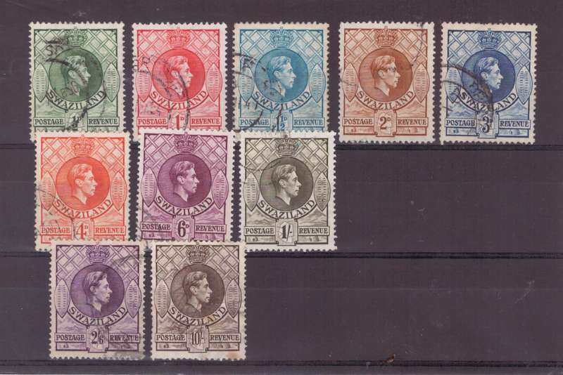 Swaziland stamps, 1938, KGVl, USED, SACC: 27-37 (no 36), CV Est: R795