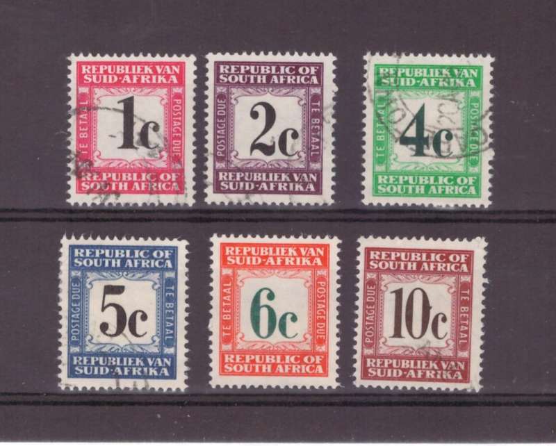 RSA, Postage Due stamps, 1961, USED,  SACC 50-55, CV R284