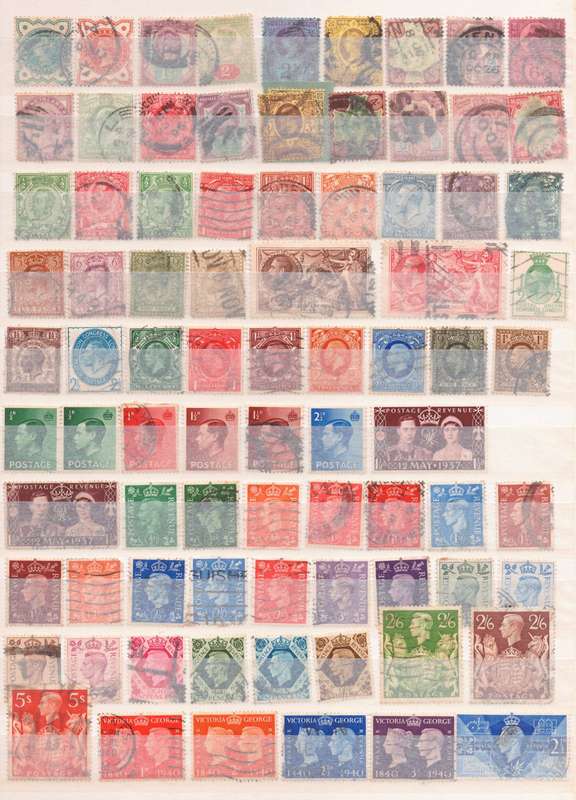 Great Britain Stamps on sheets x 2, QV - QEll, Selection of USED