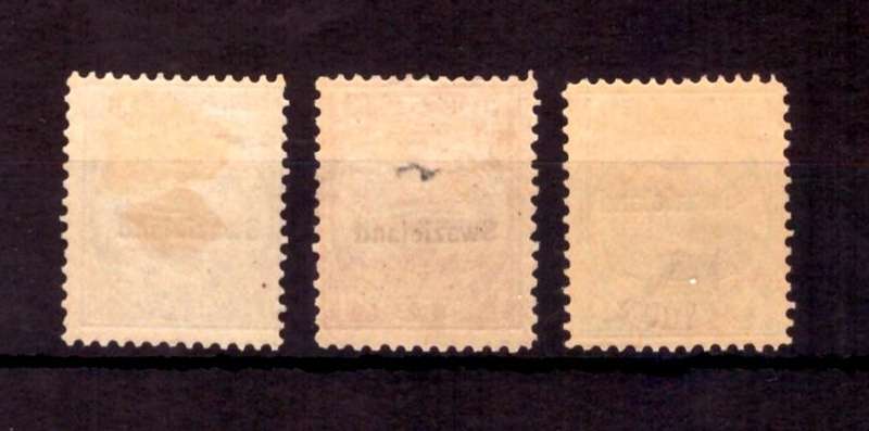 Union of South Africa (Transvaal), 1889, Opt Black 'Swazieland', SACC1,2,5, 1/2d & 1dMH, 1sUMM