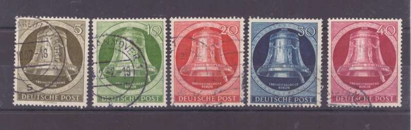 Germany - Berlin Stamps, 1951, USED, Clapper Bell at Right, SG B82-B86, Full set of 5, CV £110/R2530