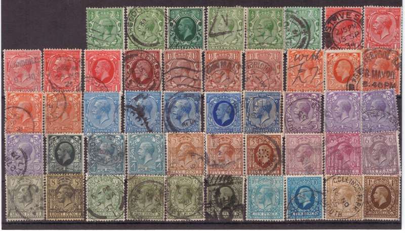 Great Britain, Selection 1912-24 USED, Shades, SG 351-396