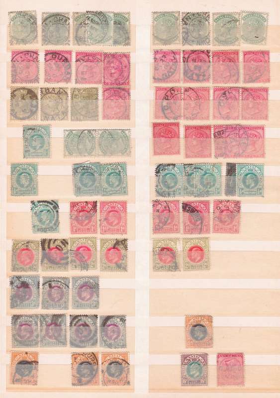 Natal - Sheet of Stamps, KGV, 1902-1908, Selection of used, W/marks and perfs not checked