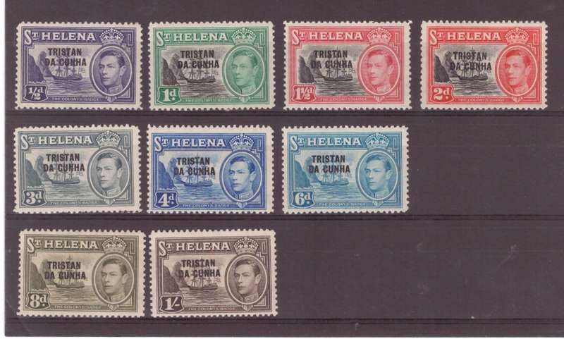 St Helena/Tristan du Cunha opt T1, 1952, KGVl, UMM, SG 1-9