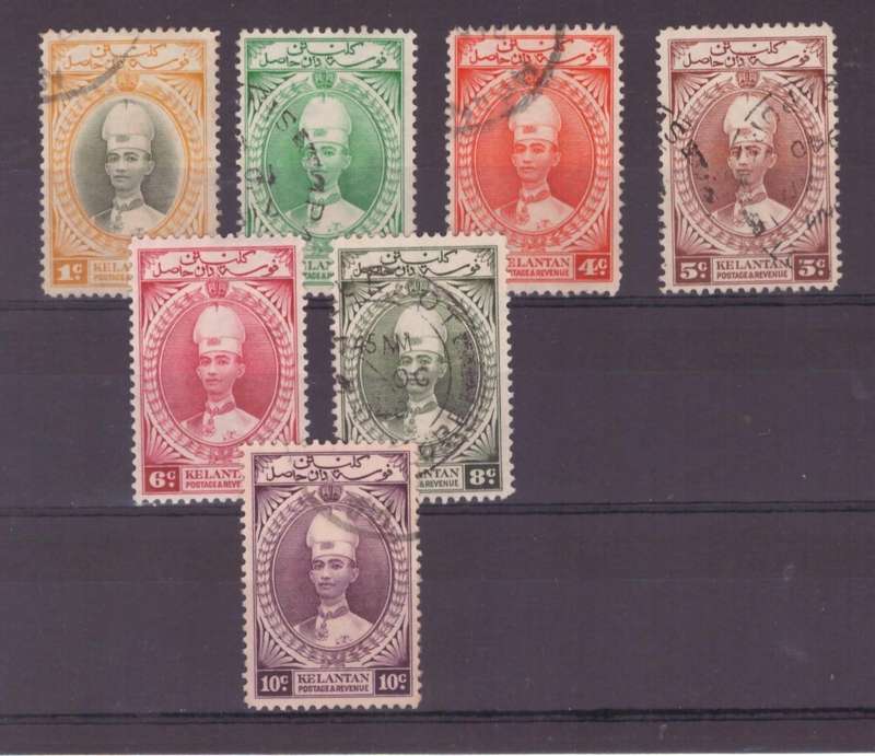 Malayan State - Kelantan, 1937, USED x 6, MNH x 1, SG 40-46, CV £32/R735