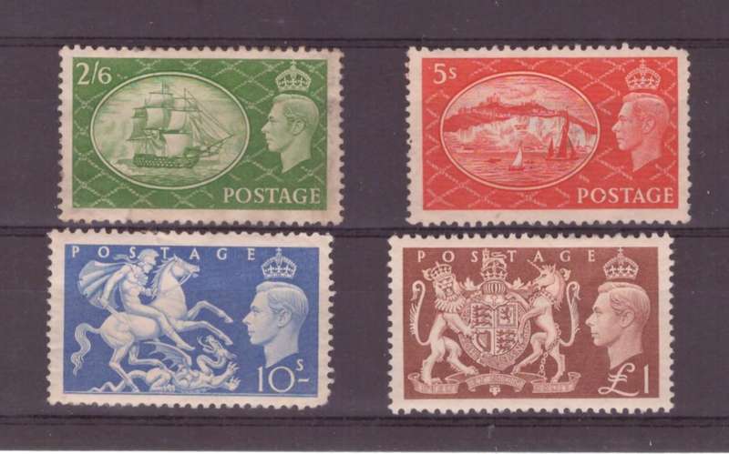 Great Britain, 1951, KGVl, SG 509-512, 3 x mint no gum, 1 x MLH, Short perf 10s