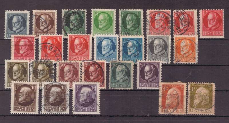 Bayern, 1914, Selection of MLH-USED stamps, Est CV £85/R1955