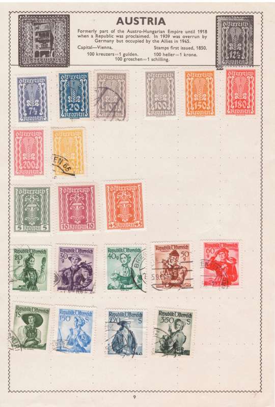 Austria, Selection of stamps on sheets x 12, USED