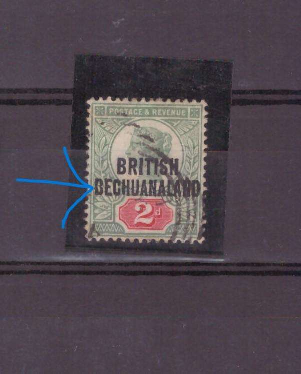 British Bechuanaland, 1891, SACC 34, USED, *'B' of Bechuanaland - bad print