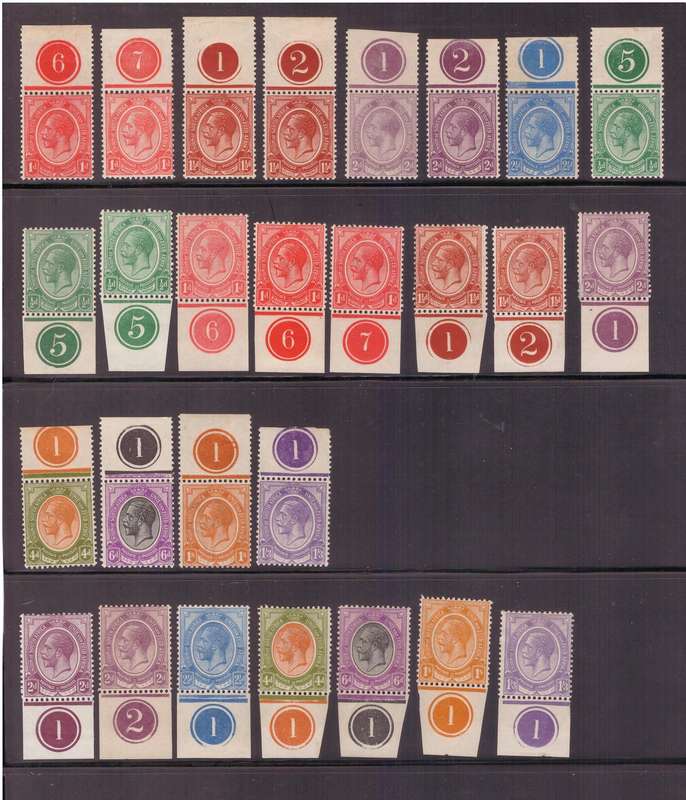 Union of South Africa, 1913, KGV, singles with controls, lot of 27 to 1s3d, MLH, SACC 2-12