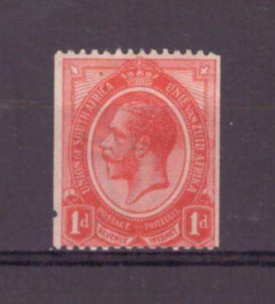 Union of South Africa, 1913, KGV, 1d coil stamp, isolated perf hole 1 side, UMM