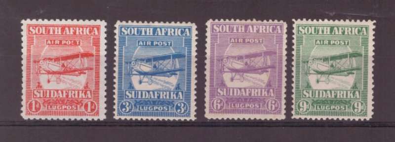 Union of South Africa, 1925, MLH, 1st Airmail Issue, Set of 4, SACC 25-28, CV R800