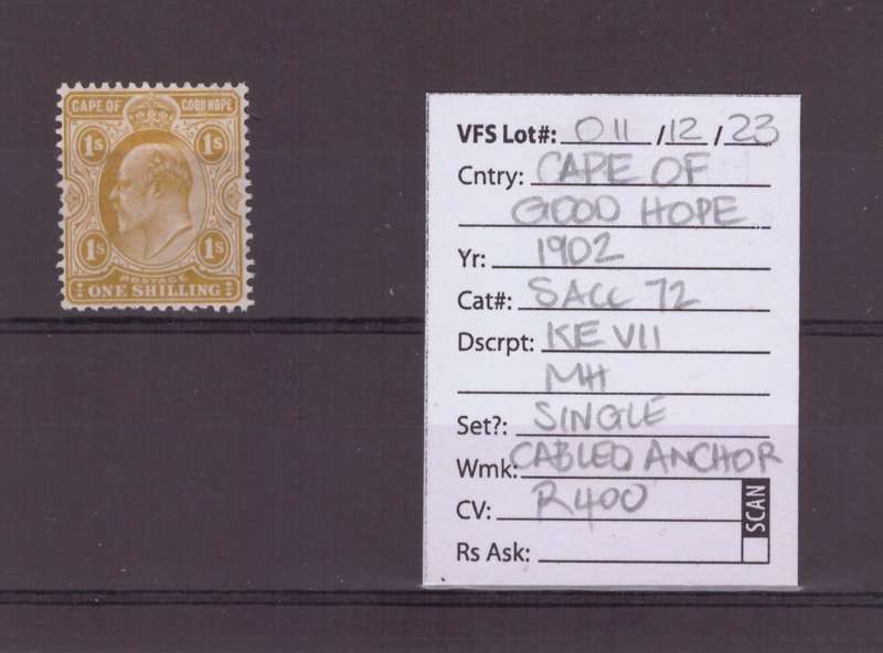 COGH Stamps, KEVll, 1902, MH, SACC 72, CV R400