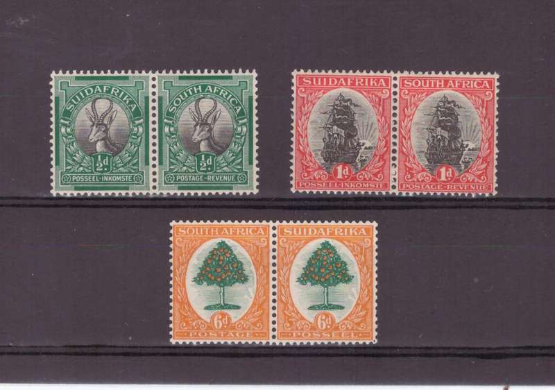 Union of South Africa, stamps, 1926, Def Issue p14 1/2 x 14, UMM, Full set of 3, CV: R1860
