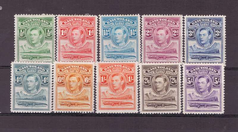 Basutoland stamps, 1938, KGVl, Mint-MH, SACC 18-27, Set up to 5s, CV: R1876