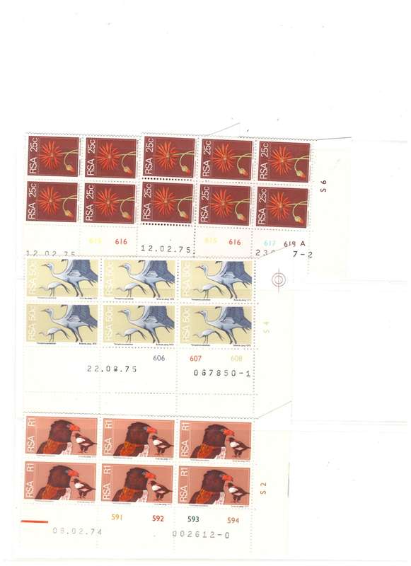 RSA, 1974, 2nd Definitive Cylinder blocks date printing, UMM, Blocks of 6 selection
