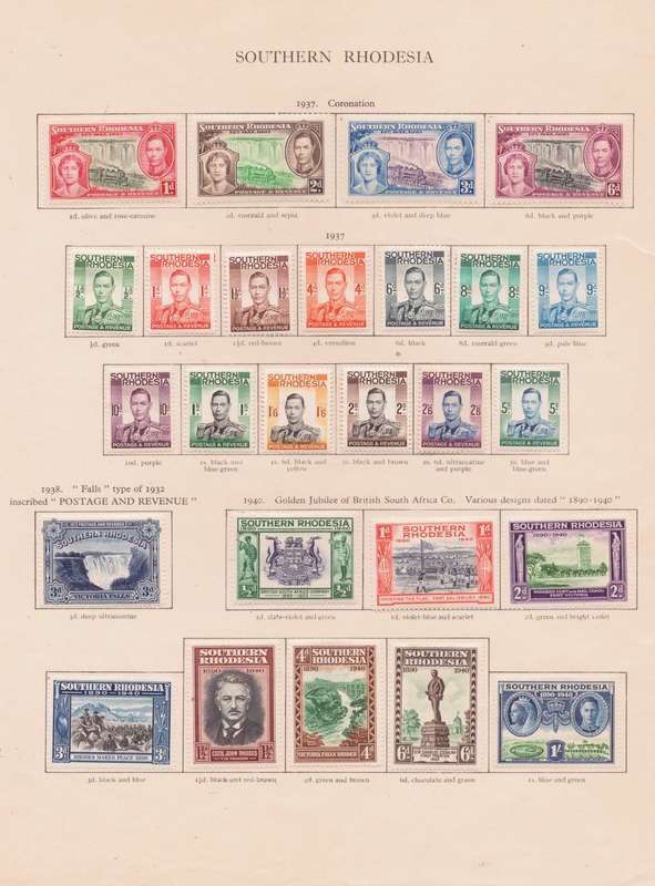 Southern Rhodesia, Stamps on Sheet, 1937-40, KGVl, various designs