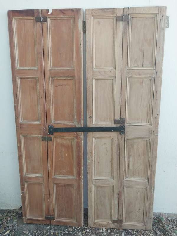 Antique Victorian Oregon Pine Internal Window Shutters