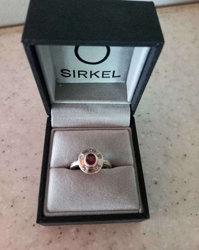Circular Cut Ruby and Diamond Signet Ring by Sirkel