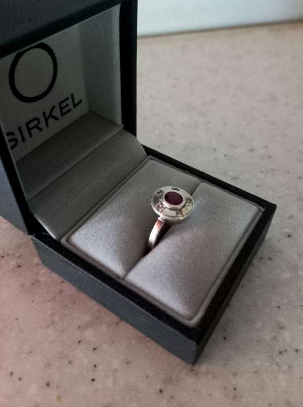 Circular Cut Ruby and Diamond Signet Ring by Sirkel