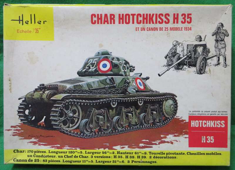 **Heller**Model kit**Char Hotchkiss H35  Tank & Canon(170 & 83 Parts)**Vintage**Scale 1/35**