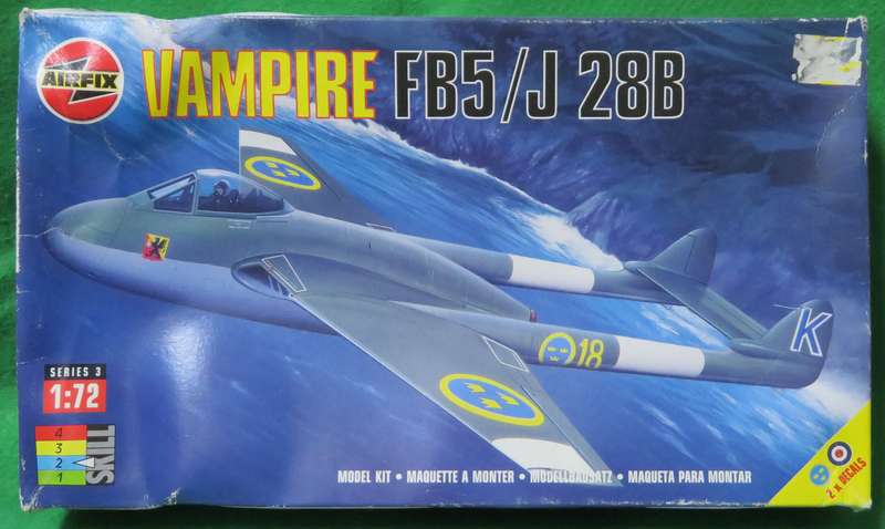 **Airfix**Model kit**Vampire FB5/J 28B**Vintage**Scale 1/72**