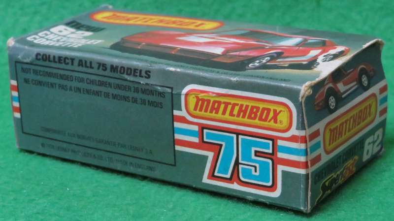 **Matchbox No.62**1978 - Original Box Only for Chevrolet Corvette**Made in England**Selling Box Only