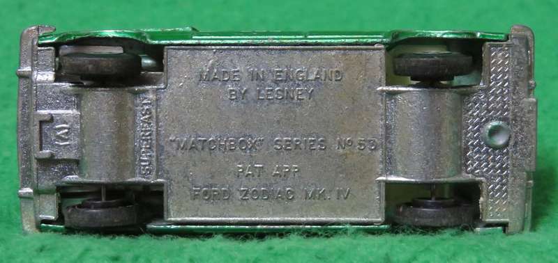 Matchbox Lesney**No. 53**Ford Zodiac Mk. IV**Made in England**Bonnet opens**