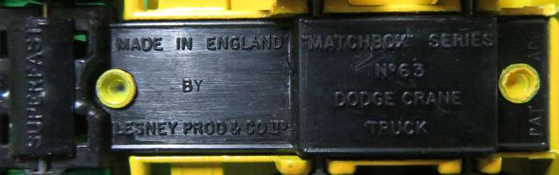 Matchbox Lesney**No. 63**Dodge Crane Truck - Movable crane**Made in England**