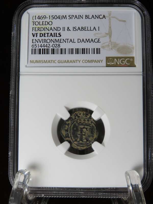 Spanish Shipwreck Blanca, 1469 to 1504, Ferdinand II Isabella I, NGC VF