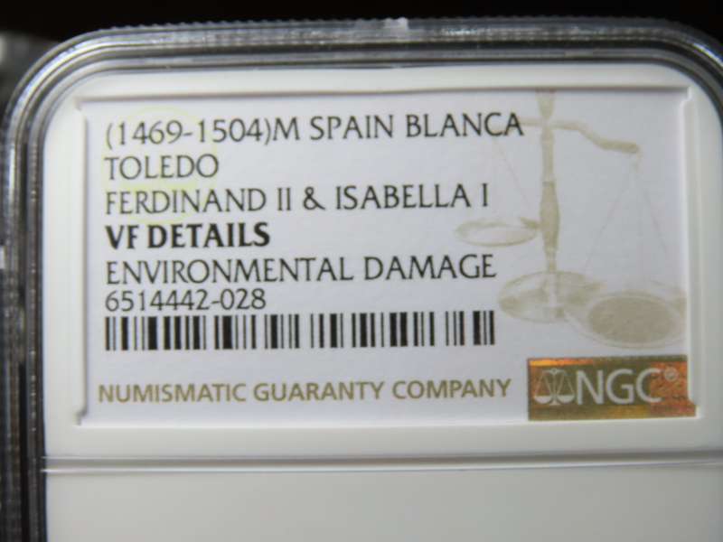Spanish Shipwreck Blanca, 1469 to 1504, Ferdinand II Isabella I, NGC VF