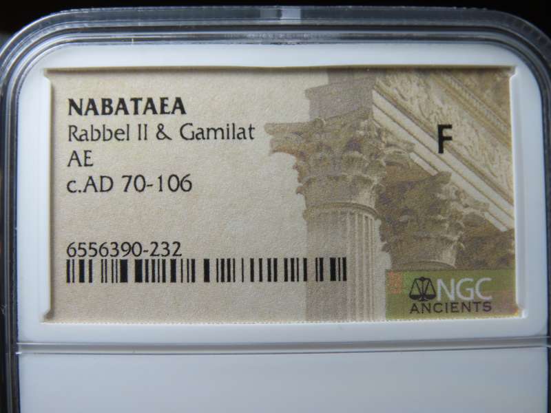 Coins of the Bible - Nabataea, 70 to 106 AD, Rabbel II & Gamilat, NGC F