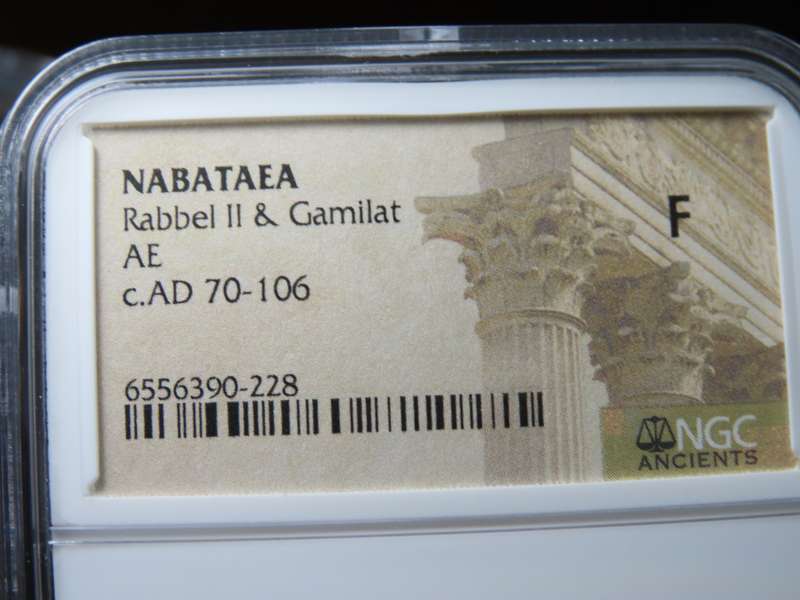 Coins of the Bible - Nabataea, 70 to 106 AD, Rabbel II & Gamilat, NGC F