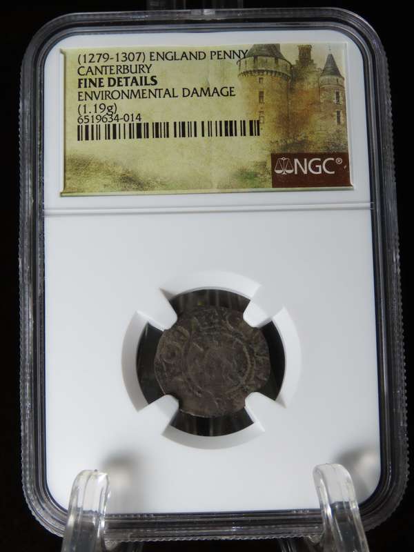 1279 - 1307 England, Edward I Silver Penny, NGC F, Canterbury hammered Coin