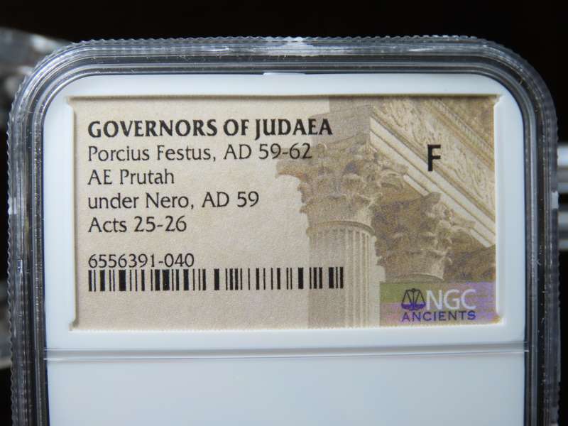 Ancient Judaea Prutah Coin, 59 - 62 AD, Governor Porcius Festus Under Nero, Coins of the Bible