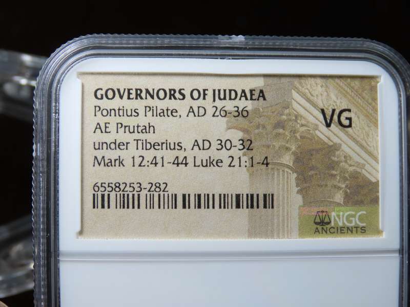Coins of the Bible - Pontius Pilate Ancient Judaea Prutah Coin, 30 - 36 AD, NGC , Under Tiberius