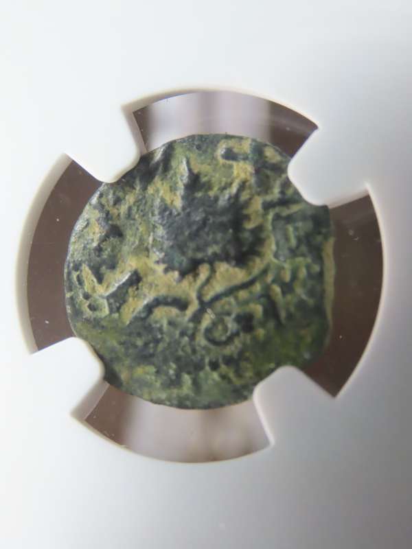 Ancient Judaea Prutah Coin, 66 to 70 AD NGC F, 1st Jewish Revolt
