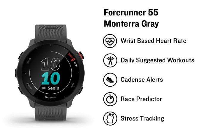 Garmin Forerunner 55 Multisport GPS Running Watch GREY - NEW (Sealed Full + Warranty)