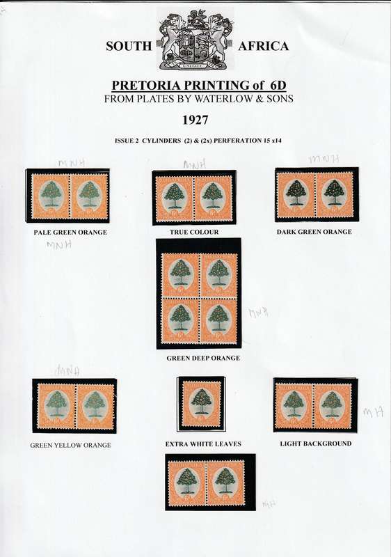 UNION OF SOUTH AFRICA  1927 PRETORIA PRINTING 6D (SACC 31P) STUDY CAT VALUE 2015 WAS 15K
