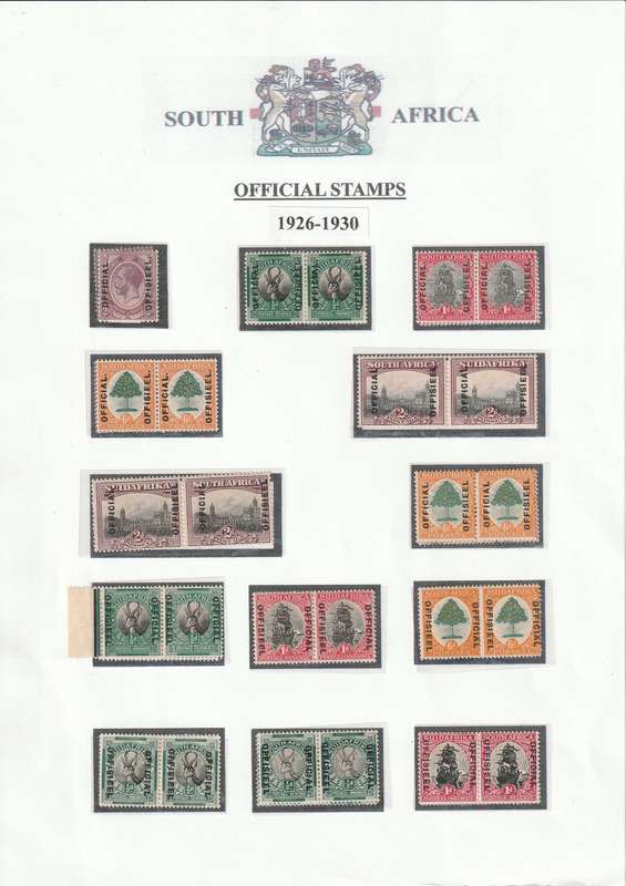UNION OF SOUTH AFRICA  1920-1930 OFFICIALS MINT AND USED