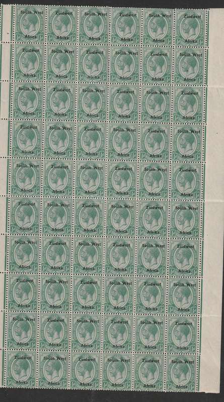 SWA PANEL BLOCK OF 60  1/2D SOUTH AFRICA OVPT SWA( HELD TOGETHER BY MIDDLE FEW PERFS) VERY FRAGILE