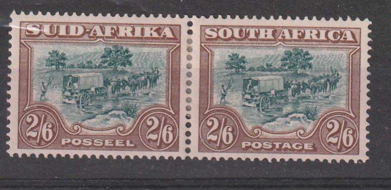 UNION OF SOUTH AFRICA  sacc120b hyphenated and screened pictorial 2/6d pair with heatwave mint