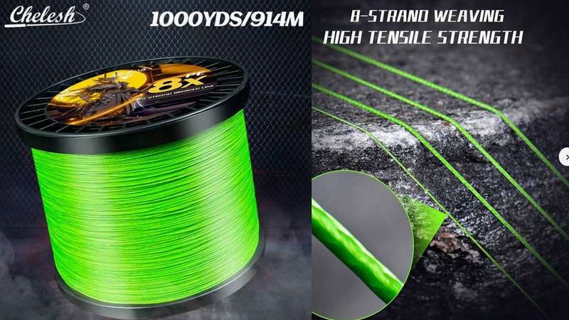 Fishing braid 8 strand 30lb neon green 1000m Dia 0.23mm Quick sinking